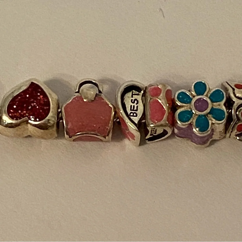 CHAMILIA BRACELET STERLING SILVER 925 CHILDS MINI CHARMS 6” SIGNED BEADS 20.7 g